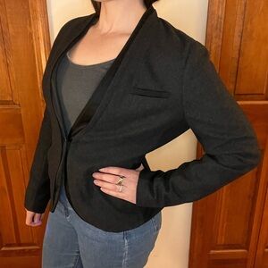 Simply Vera Vera Wang Grey Wool Blend Blazer L Dark Academia Work Office Classic
